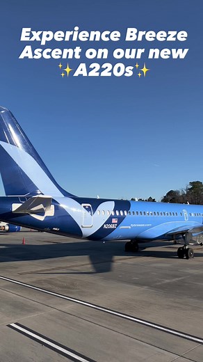 Breeze Ascent, it’s definitely an experience. #stretchitout in our business style seat. #obsessed #breezeascent #flybreeze