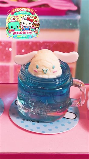 Tiny cloud ice cubes, a sweet blue drink, and a mini ice cream scoop with Cinnamoroll ears 🍨✨ So cute, kawaii & tiny — mini food DIY from the Hello Kitty universe 💙 #Cinnamoroll #Sanrio #MiniFood #Kawaii #HelloKitty