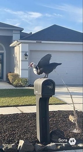 A duck unloads on a mailbox