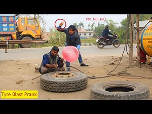 Tyre Blast Prank with Popping Balloons, CRAZYE Man with Popping Balloon Prank'' by Rs Furti Prank