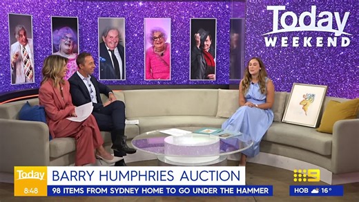 An extensive art collection owned by late entertainer, Barry Humphries, is set to go under the hammer this week. Over 90 items packed up from his Sydney home will be auctioned off, including more than 45 pieces crafted by the late comedian himself. #9Today | WATCH LIVE 7am | TODAY