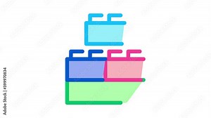 construction blocks Icon Animation. color construction blocks animated icon on white background