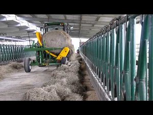 Hustler Bale Feeder Chainless 4000 feeding indoors