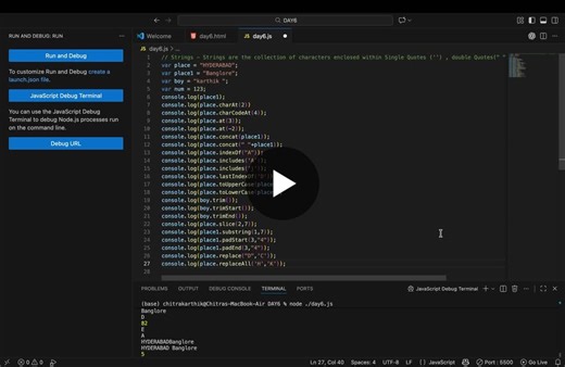 Learning JavaScript String Methods Fundamentals | Chitra Karthik posted on the topic | LinkedIn