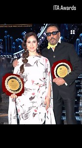 Thank you to ITA awards, Shashi Ranjan and Anu Ranjan for the special honor award in memory of 40 years of the film “Hero”. It was great celebrating with Jackie Shroff. @apnabhidu visualized @i__mfahim make Up Hair @hairstylist.latikajathar | Meenakshi Seshadri