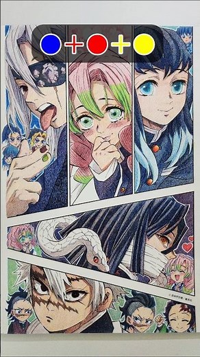 3色だけで 柱 塗り絵を塗る！ #demonslayer #鬼滅の刃 #hashira #tokitomuichiro #kanrojimitsuri #hatsunemiku #初音ミク
