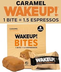 WAKE UP! Caffeinated Caramel Bites, 1.5 Espressos, Gluten Free, 8 Pack