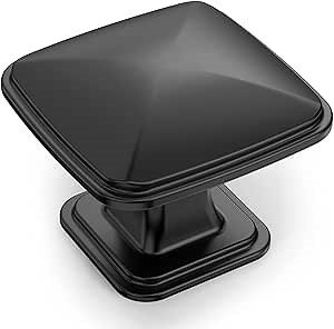 Amerdeco 10 Pack K0003MB Matte Black Cupboard Drawer Knobs Kitchen Cabinet Knobs Single Hole Cabinet Handles Dresser Knobs