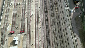 Aerial Footage of Central Train Station at Oxford City of England UK