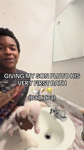 Giving PLUTO his VERY FIRST bath‼️🤣🛁|| #fyp #trending #funny #dog #bath
