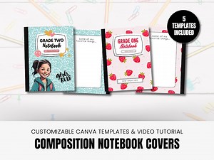 Composition Notebook Cover Template | 5 Editable Canva Template | Back to School | Green Homeschool Journal | Printable | Instant Download - Etsy