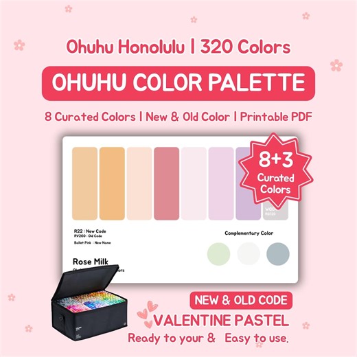 Ohuhu Color Palette for 320 Markers | New & Old Code | Valentine Pastel Theme | Rose Milk - Etsy Canada