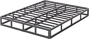 Askeld King Bed Box Spring 5 Inch High, Low Metal Bed Frame with Round-Corner Design, Heavy Duty Steel Slat Support Mattress Foundation, Noise Free Platform Base, 3500lbs Max Weight Capacity