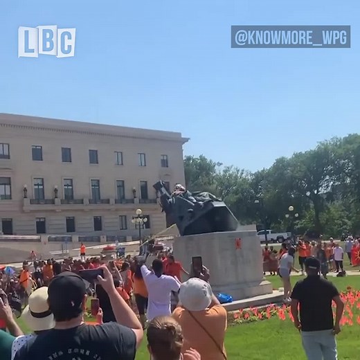 43K views · 797 reactions | Statues of Queen Elizabeth II and Queen Victoria have been toppled in Canada during protests over the deaths of Indigenous children. Read more: https://l-bc.co/3dBBf9W | LBC | Facebook