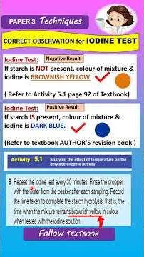 BIOLOGY F4 C9 CORRECT OBSERVATION FOR IODINE TEST PAPER 3 UJIAN AMALI (TEXT BOOK) #spm #biology