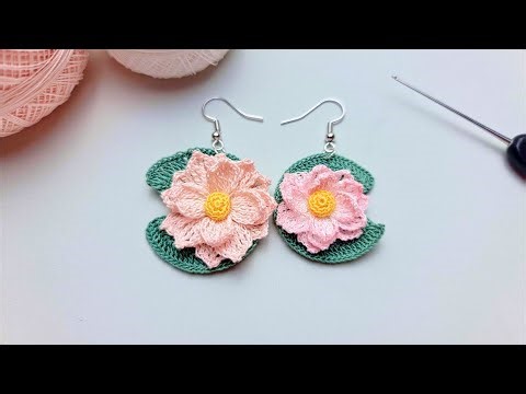 Elegant Lotus Flower Earrings – Beautiful Handmade Crochet Jewelry #crochet #knitting