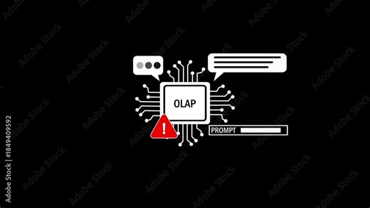Online Analytical Processing Error Alert with Circuit Board and Prompt Bar olap warning.