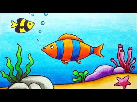 Easy Underwater Scenery Drawing for Beginners | How to Draw Scenery of Underwater Step by Step