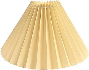 E27 Pleated Lamp Shade Replacement Fabric Light Cover for Table Floor Lamp, Apricot