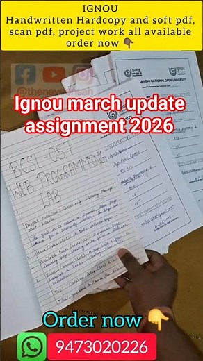 IGNOU SOLVED ASSIGNMENT MARCH 2025-26/ #ignousolvedassignment #ignouexam #ignou2026 #viralshorts