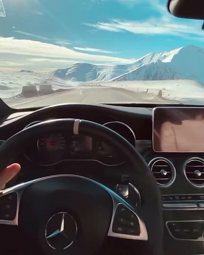 Mercedes E class E63 snow mountains