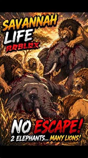 Lions killing elephants in savannah | Savannah Life | Roblox #shorts