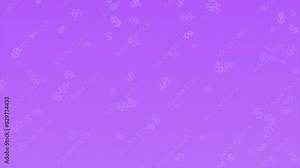 Purple color moving dollar signs currency and economy background , dollar sign raining background