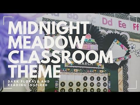 Midnight Meadow Classroom Decor collection by Schoolgirl Style. 💜🖤🤍 A floral classroom theme!
