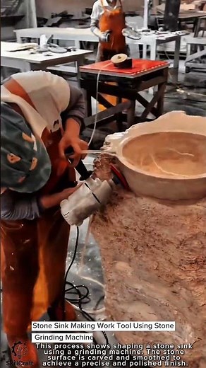Stone Sink Making Work Tool Using Stone Grinding Machine #worktool