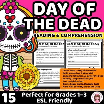 Day of the Dead & Día de los Muertos Reading Comprehension | Grades 1–3 ESL