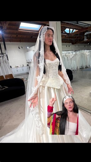 Replying to @sabrina 🍒 getting closer #weddingdress #wedding #weddingtok #bride store:@Luv Bridal #greenscreen