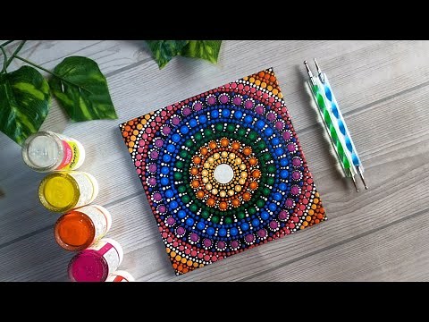 Beautiful DOT MANDALA ART On Canvas -Tutorial ||Beginners||