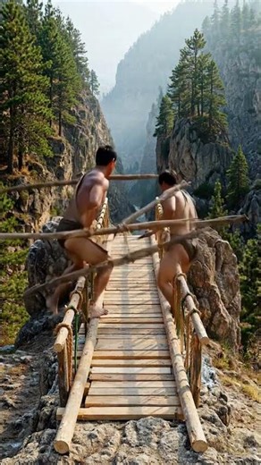 Primitive Rope Bridge + Cliff Hut 🪢⛰️ #timelapse #survival #oddlysatisfying #beforeandafter