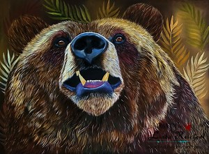 Grizzly Bear Oil Painting, Wildlife Art - Etsy