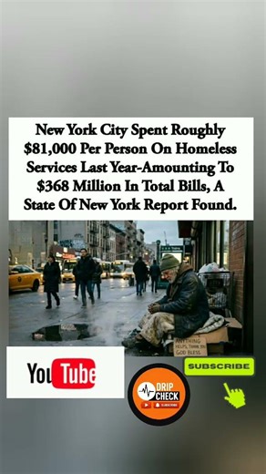 🏙️💸NYC spent ~$81K per homeless person—$368M total in one year, per state report.#Shorts"