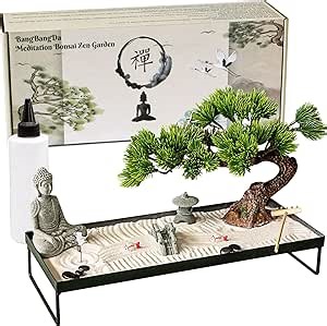 BangBangDa Japanese Meditation-Decoration - Home Office Bonsai Decor for Table Desk - Buddha Rock Sand Tabletop Decor Gifts for Women Man Friends