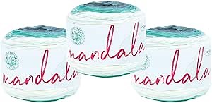 Lion Brand Yarn, Mandala DK Lightweight Yarn for Knitting, Crochet, and Crafts, Genie, 3 Pack, Self-Striping Acrylic Fiber for Baby Blankets, Multicolor Shawls and Variegated Cardigans