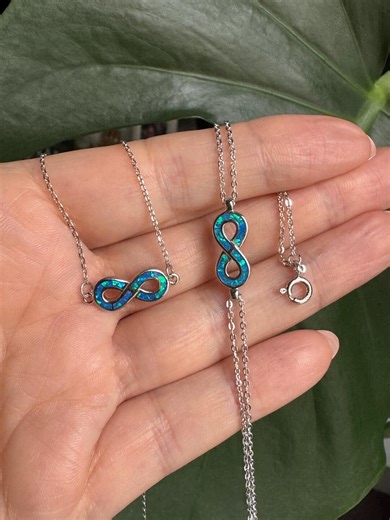 Infinity Necklace Sterling Silver 925, Blue Opal Infinity Pendant, Minimalist Jewelry, Gift for Her, Symbol of Eternity - Etsy