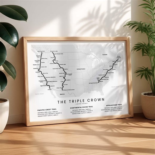 Triple Crown Hiking Map | Pacific Crest Trail | Continental Divide Trail | Appalachian Trail | PCT, CDT, AT Map | United States Thru Hikes - Etsy