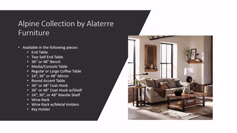 Alaterre Furniture Alpine Hall Tree with Bench and Coat Hooks, Natural Acacia Wood with Live Edge and Metal Strap Legs, Shelves for Storage AWAA2820