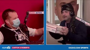 2.3K views · 29 reactions | The super slow-mo replay of Evan Roberts getting blown up by a box of 5,000 baseball cards. Surgical precision from Craig on the pass. | WFAN Sports Radio | Facebook