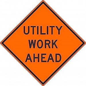 NMC TM187K Utility Work Ahead Sign - 30 in. Square Heavy Duty High Intensity Reflective Aluminum Traffic Control Sign with Black Text on Orange Base: Amazon.com: Industrial & Scientific