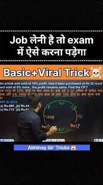 Profit and Loss Best Trick With Basic Concept || Abhinay Sir 💟|| #ssc
