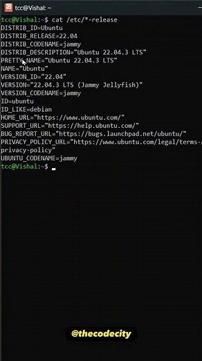 What is the command for checking Ubuntu Version? #ubuntu #linux