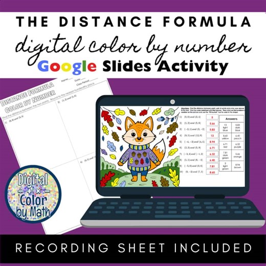 Digital Color by Number: Distance Formula Fall Theme