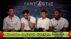 The Fantastic Four ( Miles Teller, Jamie Bell, Kate Mara, and Michael B Jordan) and Doom (Toby Kebbell) discuss their lucky charms, and what you can hide under forty pounds of rubber. | Rotten Tomatoes