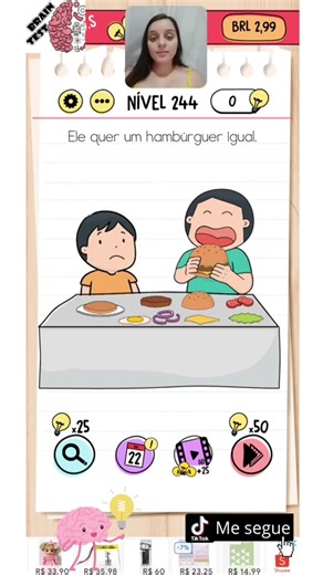 Resolvendo o Nível 244 do Brain Test com Priscila