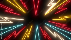 Blast zap lightning bolt explosion excitement abstract background, Posters, Banner Samples, Retro Colors from the 1970s 1980s, 70s, 80s, 90s. retro vintage 70s style stripes neon poster lines. Stock Video