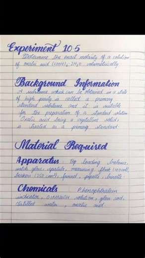 Experiment no 10.5 class 10 chemistry practical copy #shorts #writing