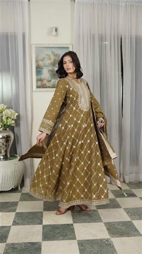 S 040 – Stitched Kalidar Paper Cotton Frock by Navish #fashion #clothing